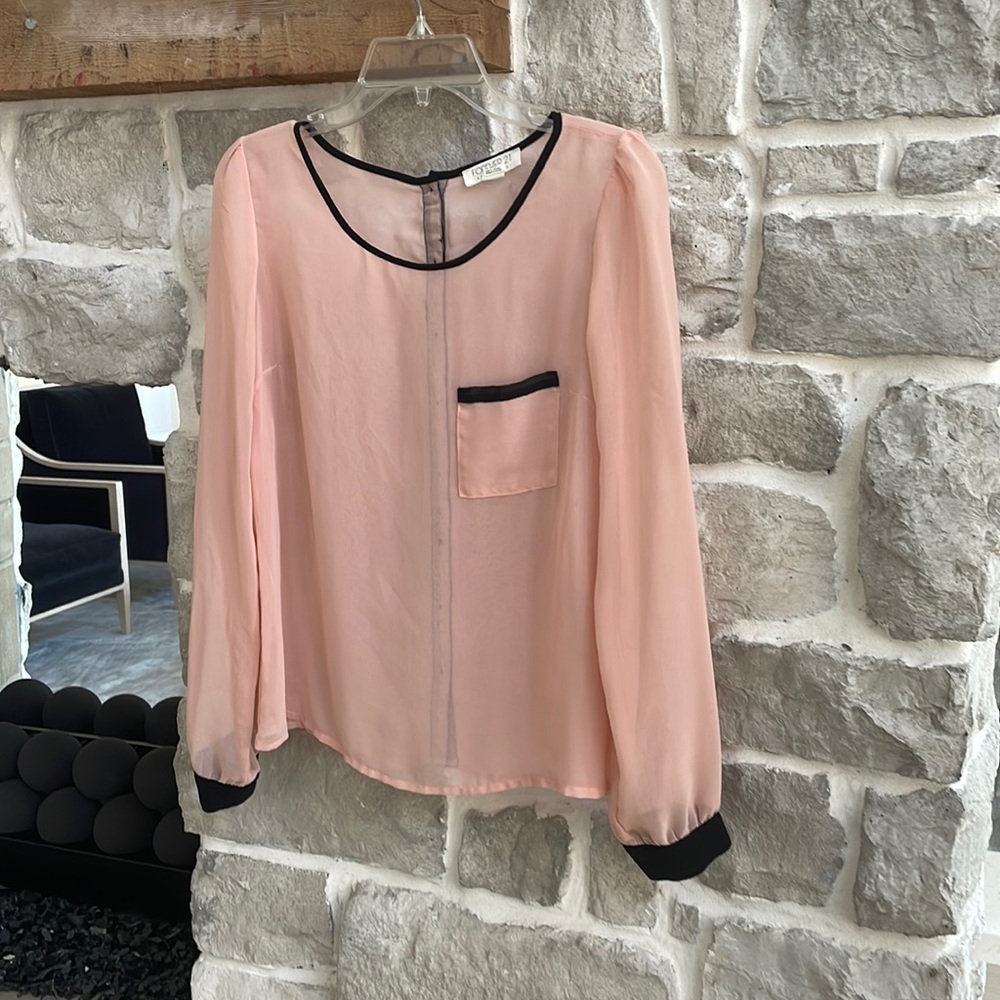 Pretty Pink and Black Blouse